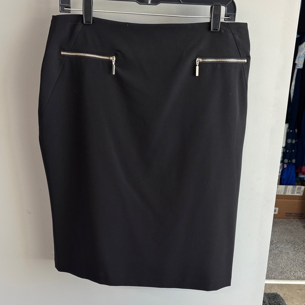 Tommy Hilfiger Black Pencil Skirt with Metallic Zippers